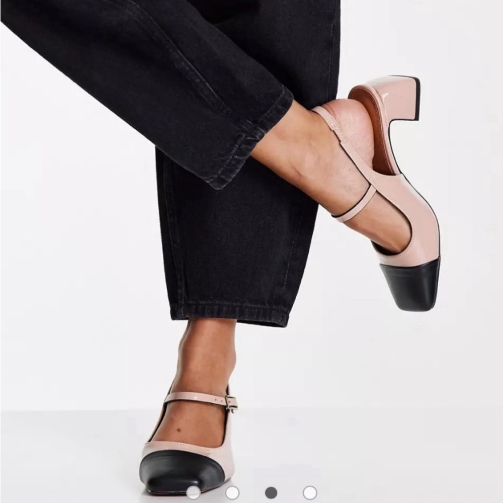 ASOS DESIGN by Steve Madden Syon Mary Jane mid heel shoes in beige